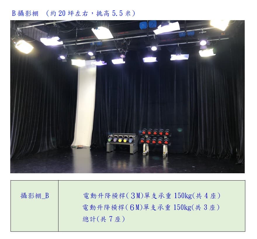 媲美電視台-挑高5.5米多元科技規格設備(A、B區攝影棚出租) 空間照片 3